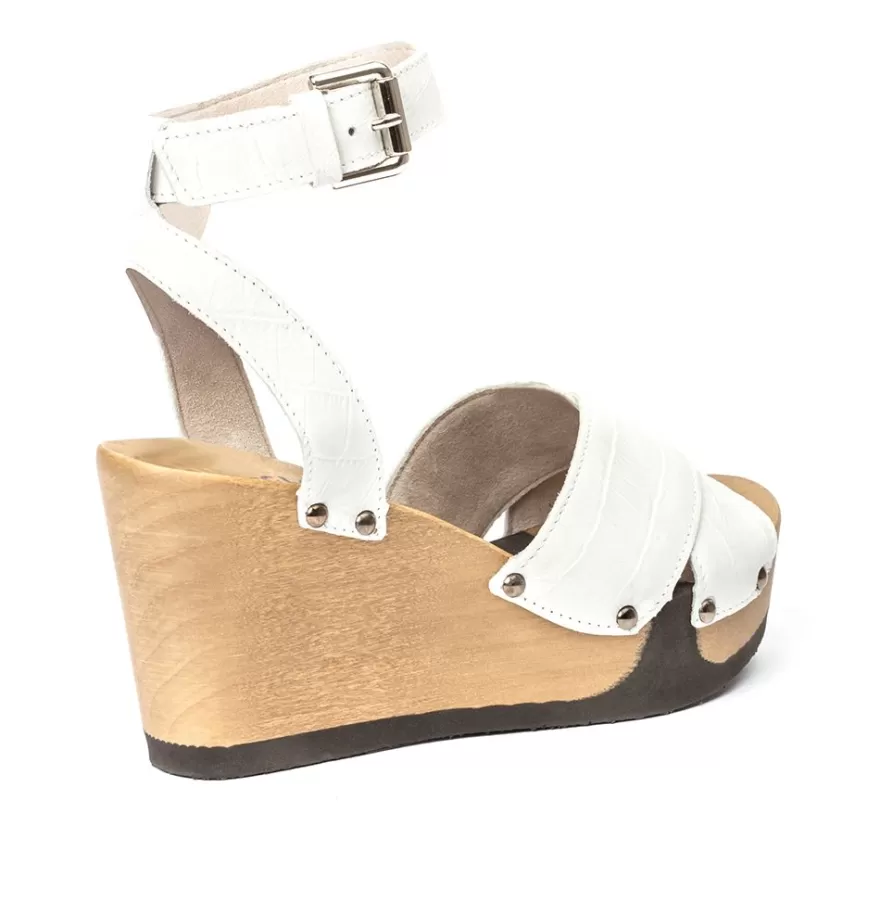 Sandals<SOFTCLIX Abbie Crocoprint White