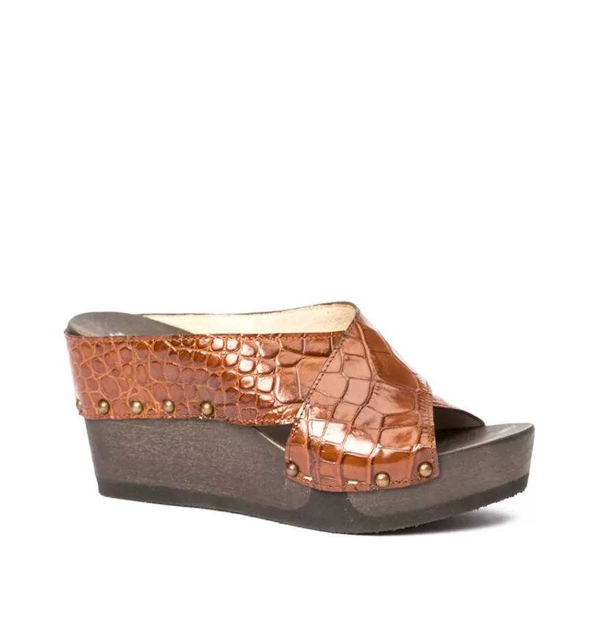 Sandals<SOFTCLIX Alena Crocoprint Brown