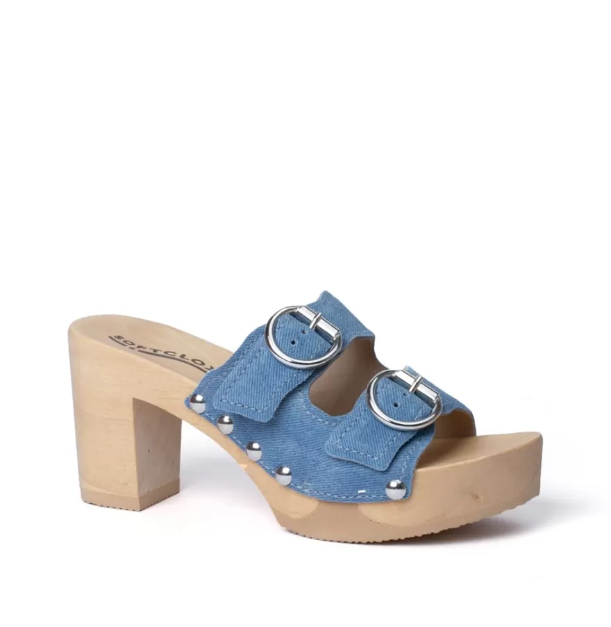 Mules<SOFTCLIX Evi Jeanslook Blue (Nature)