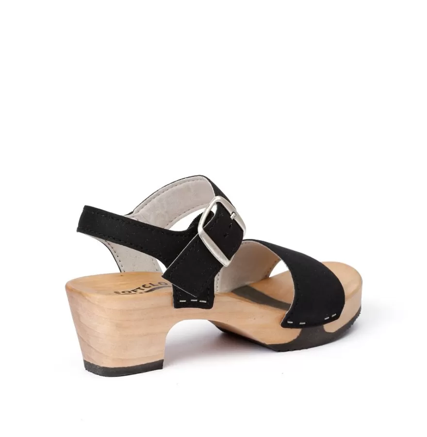 Sandals<SOFTCLIX Kea Vegan-Suedes Black (Hazelnut)