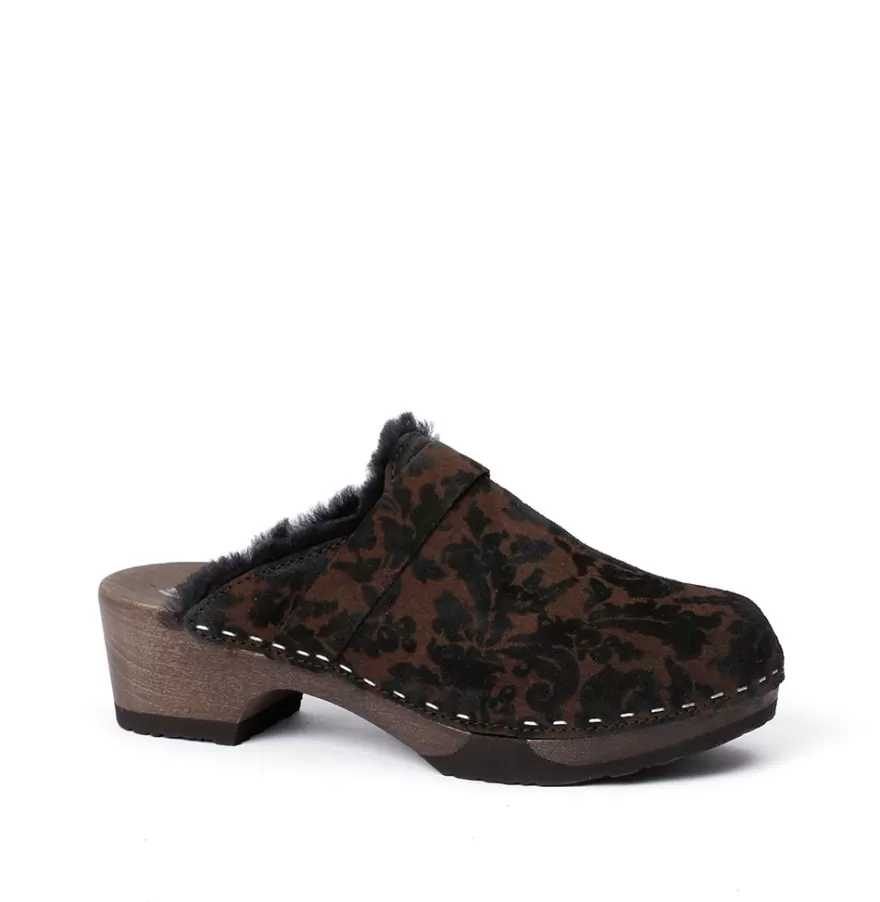 Clogs<SOFTCLIX Taira Brocade/Lambskin Black (Dark)