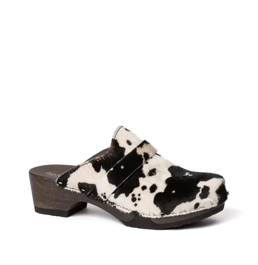 Clogs<SOFTCLIX Tamina Animalprint Cow Black (Dark)